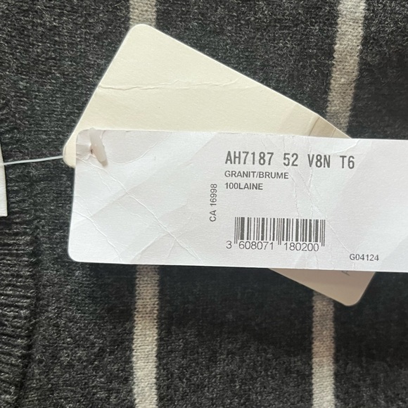 NWT Lacoste Pure Wool Striped Charcoal Crewneck Pullover Sweater - Picture 6 of 13